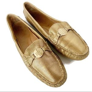 Lauren by Ralph Lauren metallic gold loafers